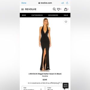 C REVOLVE ILLEGAL halter top black gown
